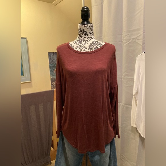 OLD NAVY ~ Rootbeer ~ Luxe Long-Sleeve Tunic T-Shirt (S) - Picture 3 of 7